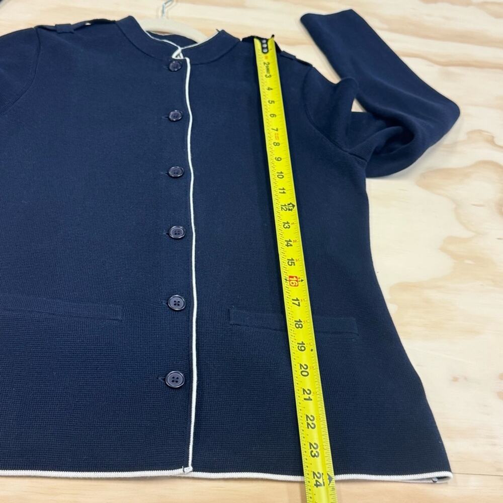 NWT Talbots Military Inspired Sweater Jacket Cardigan Small Knit Navy White - Picture 8 of 10
